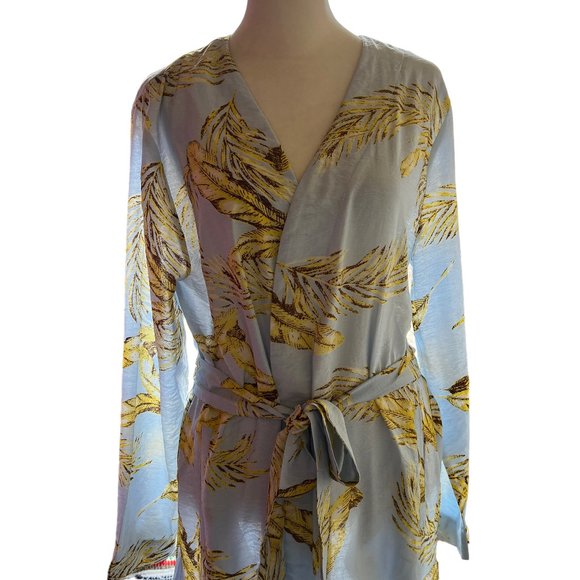 Buffalo Trading Co. Featherweight Light Blue & Yellow Palm Leaf Print Ro… - Picture 6 of 10